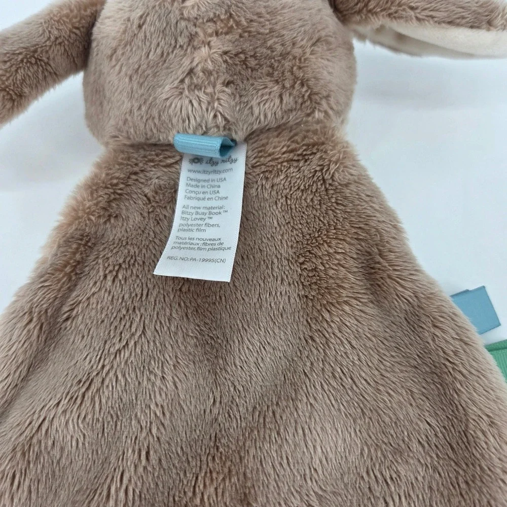 Itzy Ritzy Bitzy Lovey Bunny Brown Sherpa Crinkle Plush Security Blanket Tags